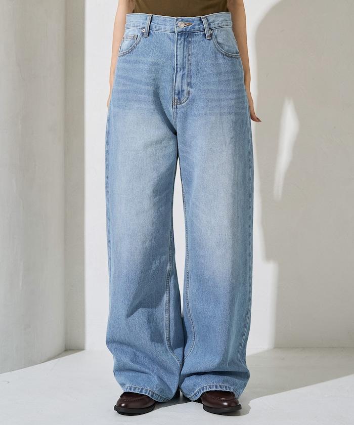 直筒寬鬆牛仔褲
