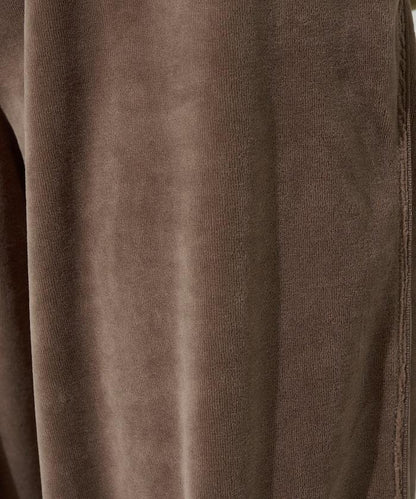 天鵝絨拼接條紋寬鬆長褲