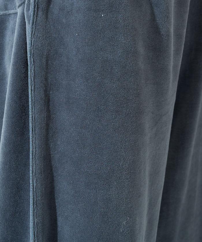 天鵝絨拼接條紋寬鬆長褲