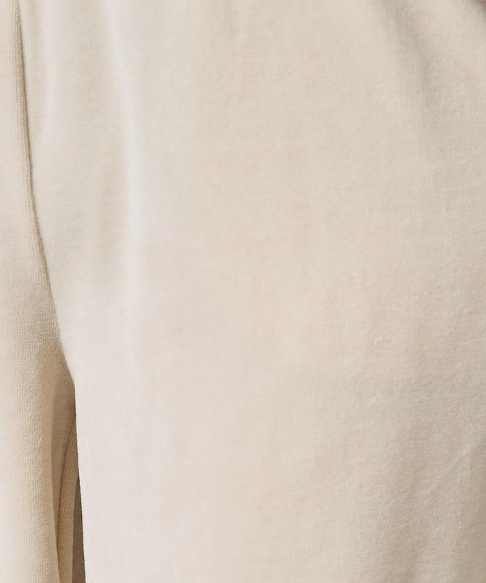 天鵝絨拼接條紋寬鬆長褲