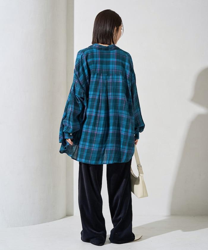 天鵝絨拼接條紋寬鬆長褲