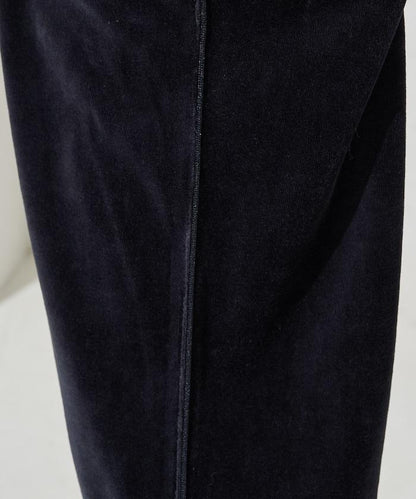 天鵝絨拼接條紋寬鬆長褲