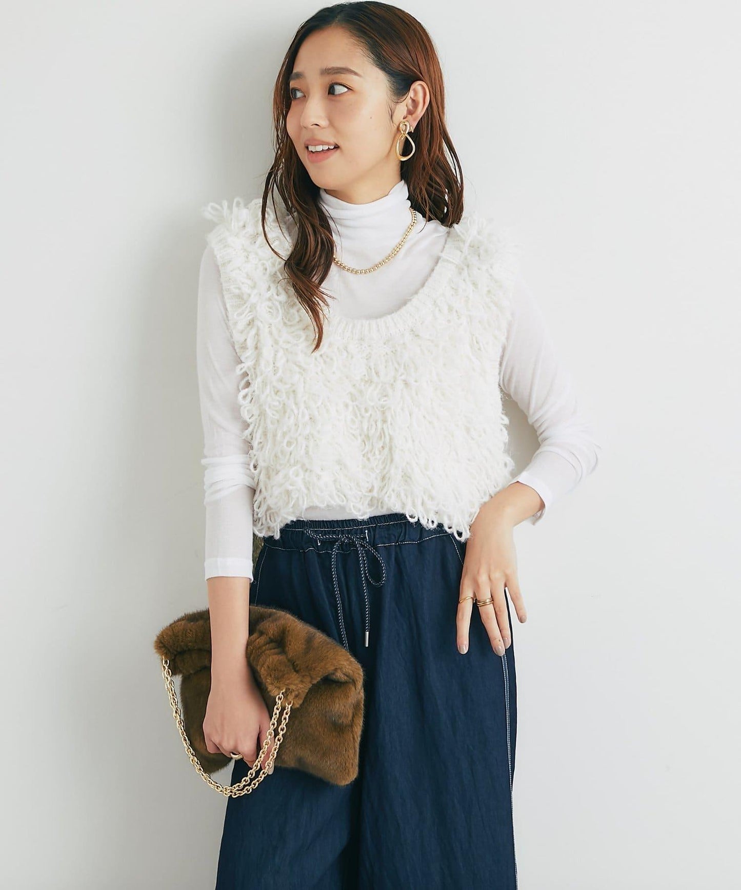 舒適穿著感透視羅紋高領衫