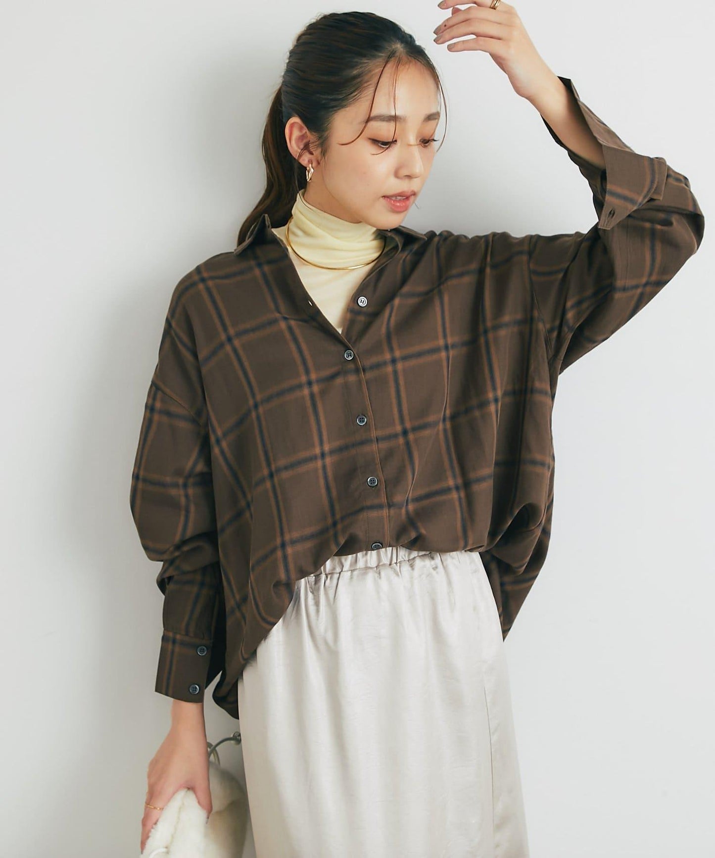 舒適穿著感透視羅紋高領衫