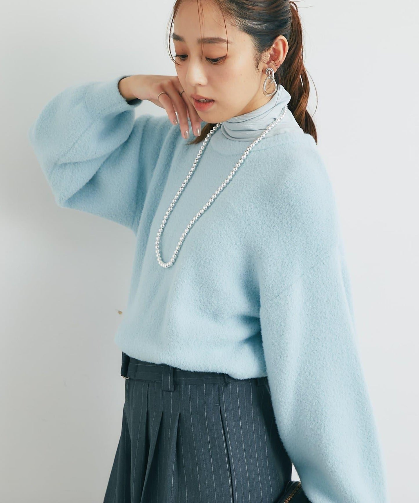 舒適穿著感透視羅紋高領衫