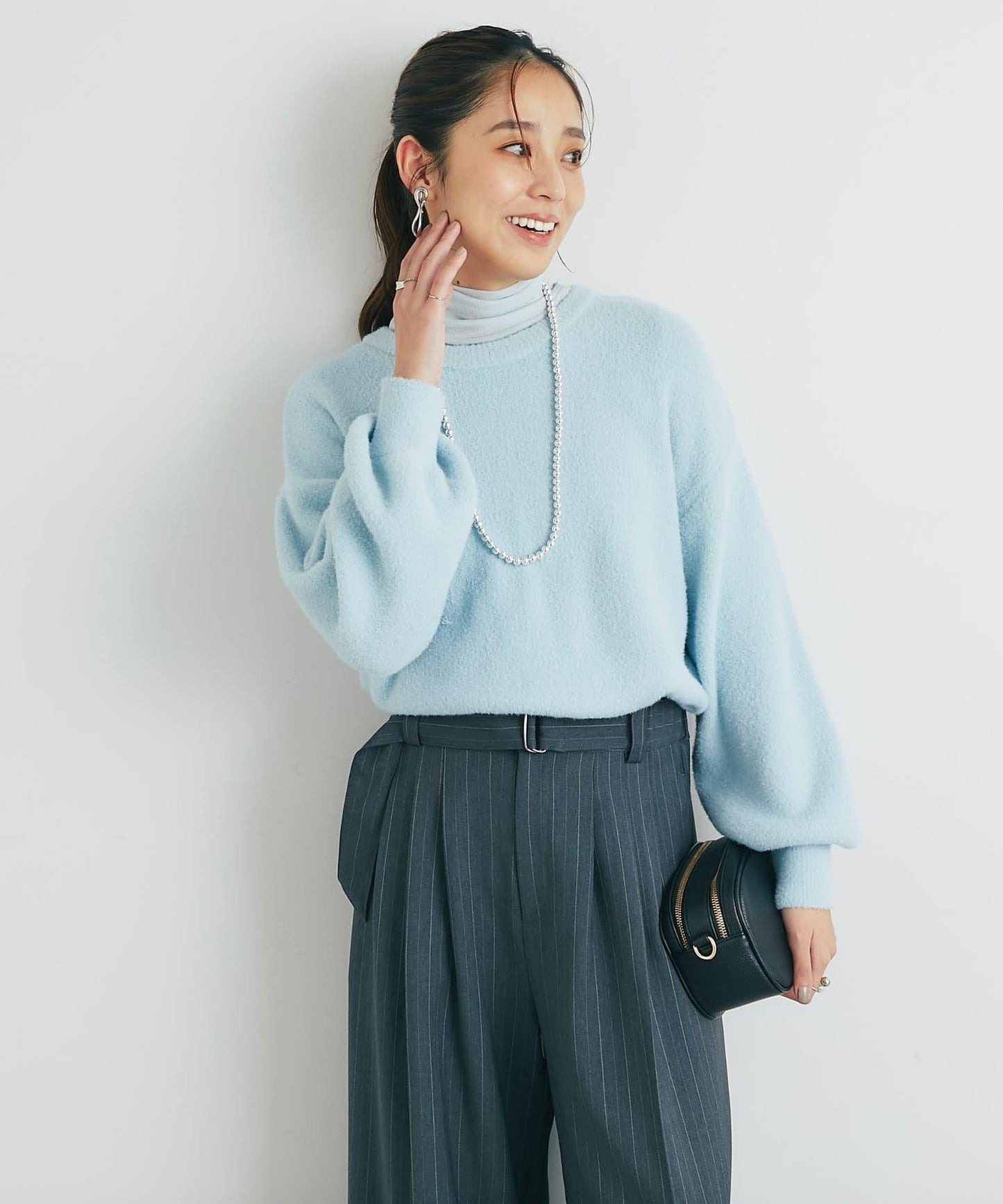 舒適穿著感透視羅紋高領衫