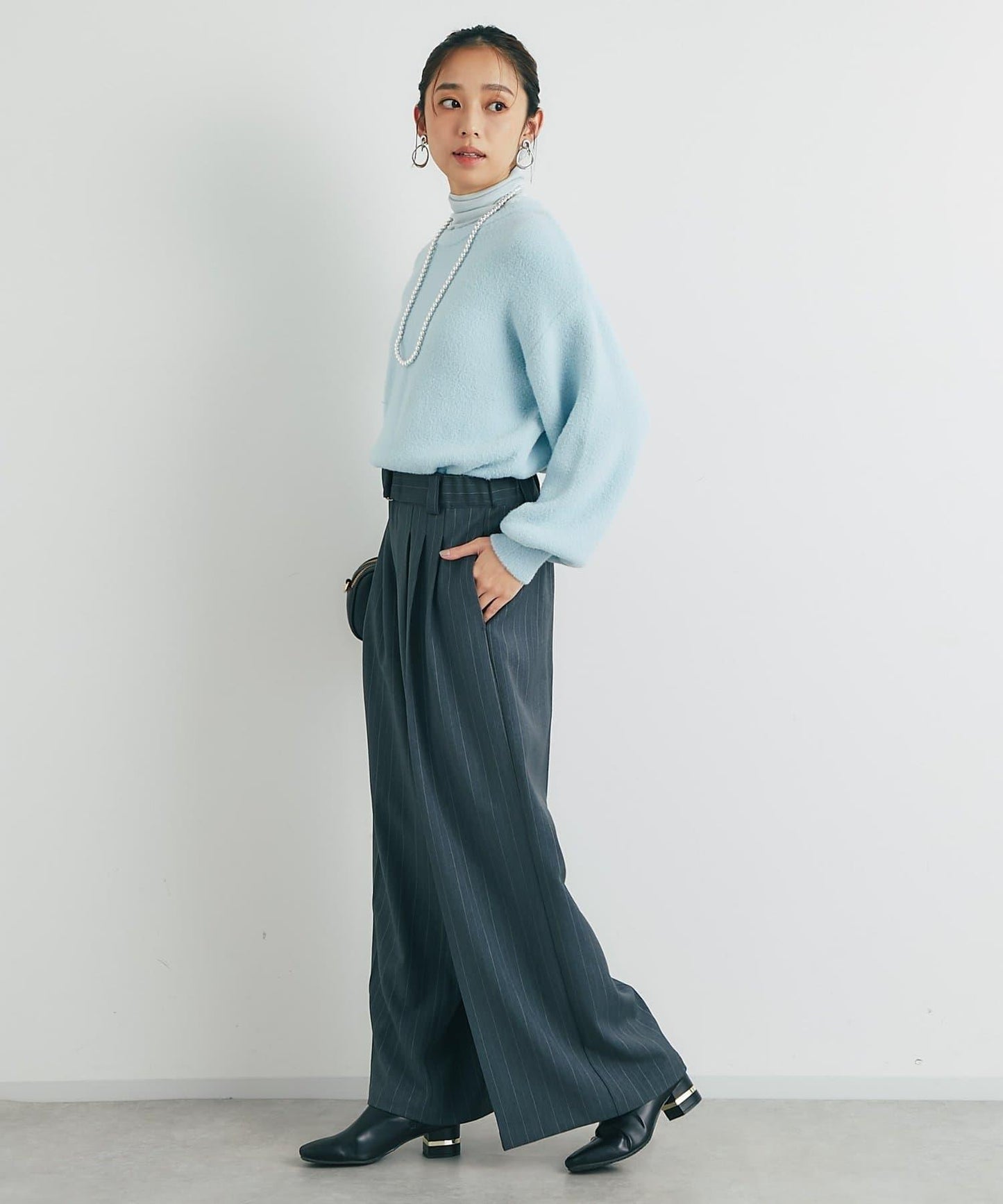 舒適穿著感透視羅紋高領衫