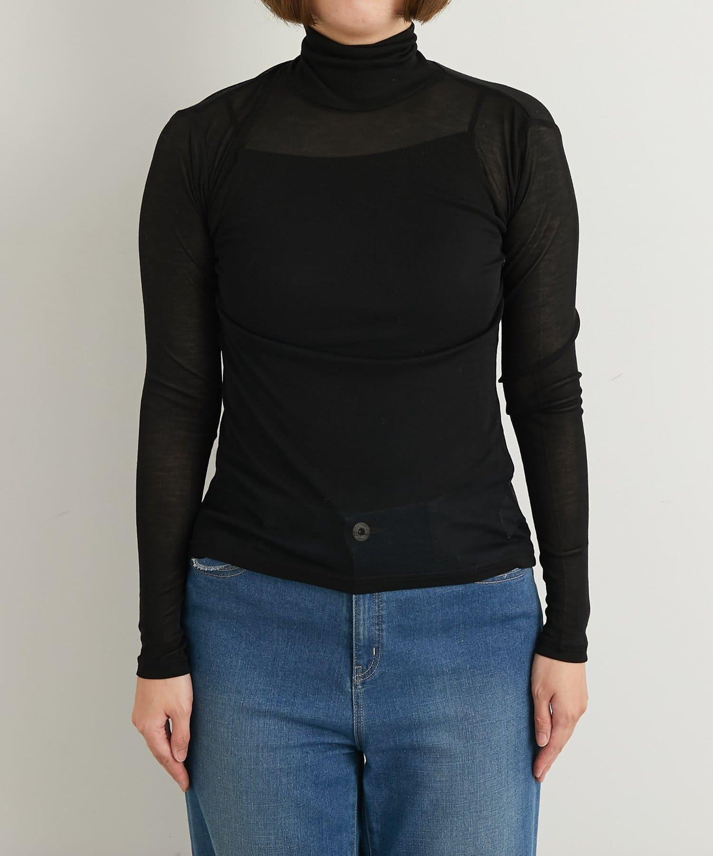 舒適穿著感透視羅紋高領衫