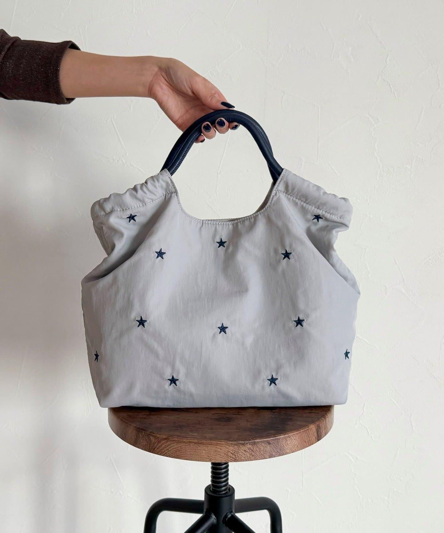 拼色星星刺繡兩用托特包