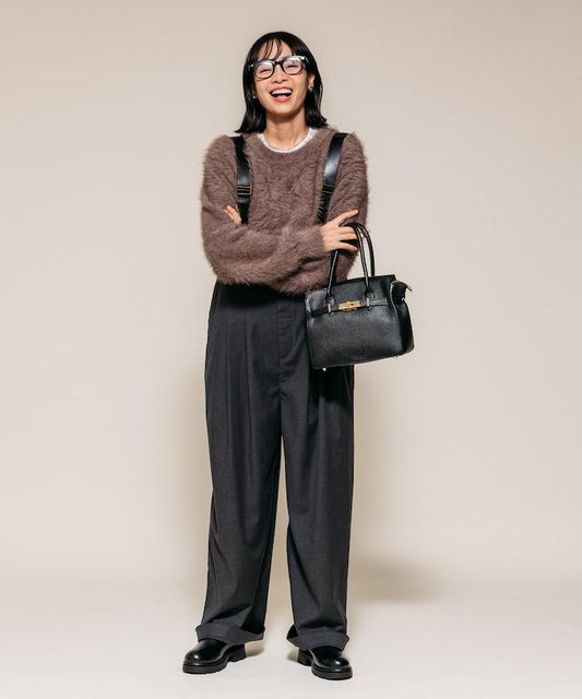 TR可拆卸揹帶寬鬆雙褶西裝長褲