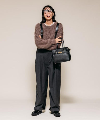 TR可拆卸揹帶寬鬆雙褶西裝長褲