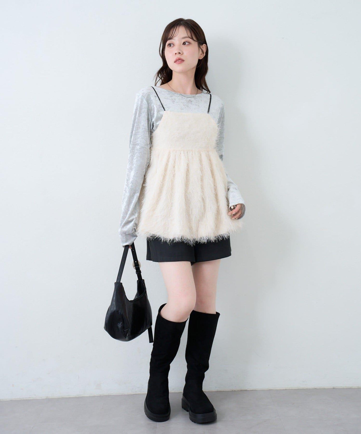 【2WAY/可收納500ml塑料瓶】半月造型單肩包