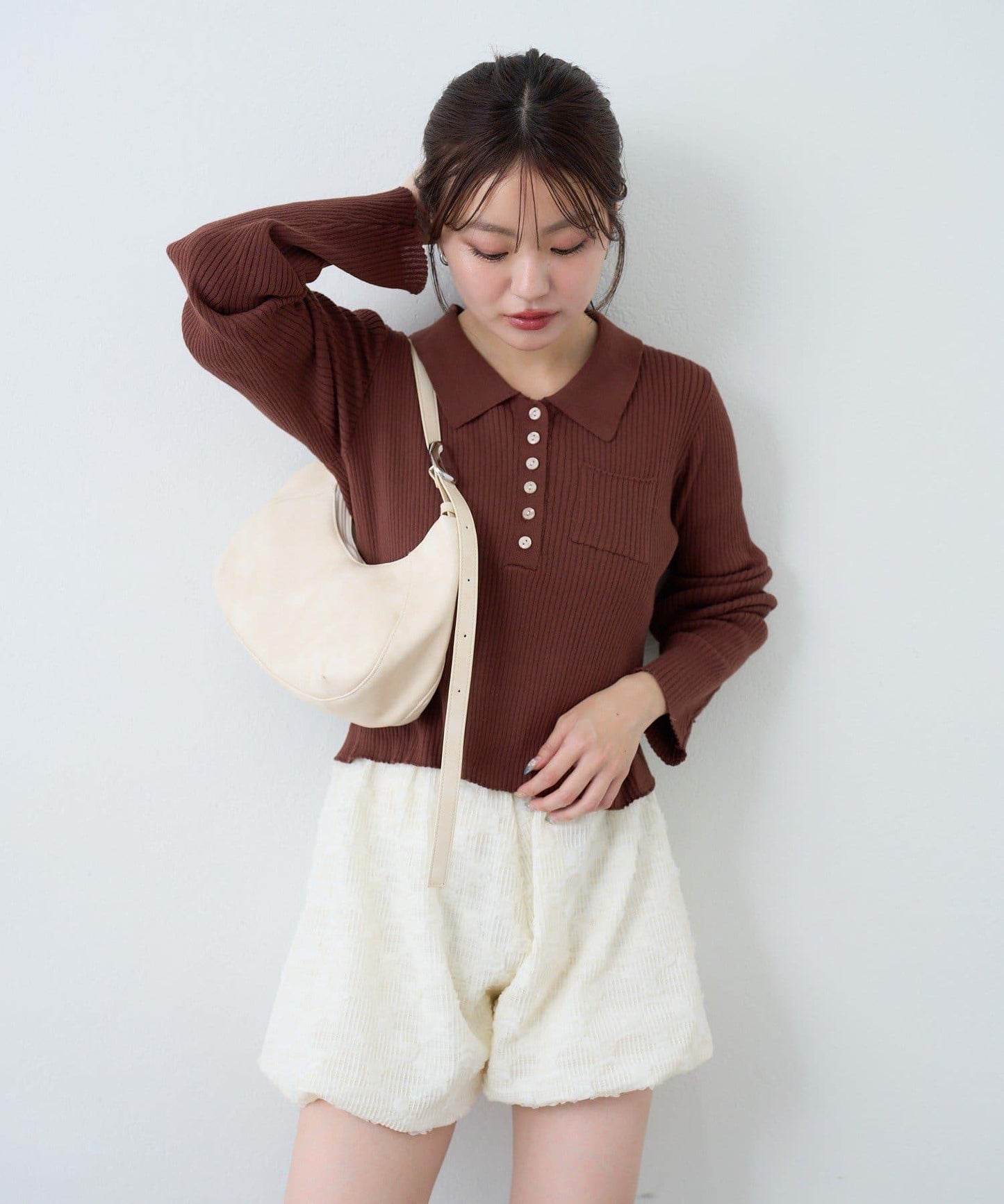 【2WAY/可收納500ml塑料瓶】半月造型單肩包