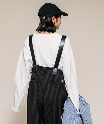 TR可拆卸揹帶寬鬆雙褶西裝長褲