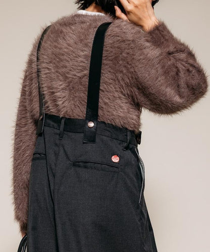 TR可拆卸揹帶寬鬆雙褶西裝長褲