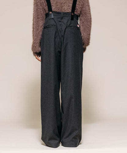 TR可拆卸揹帶寬鬆雙褶西裝長褲