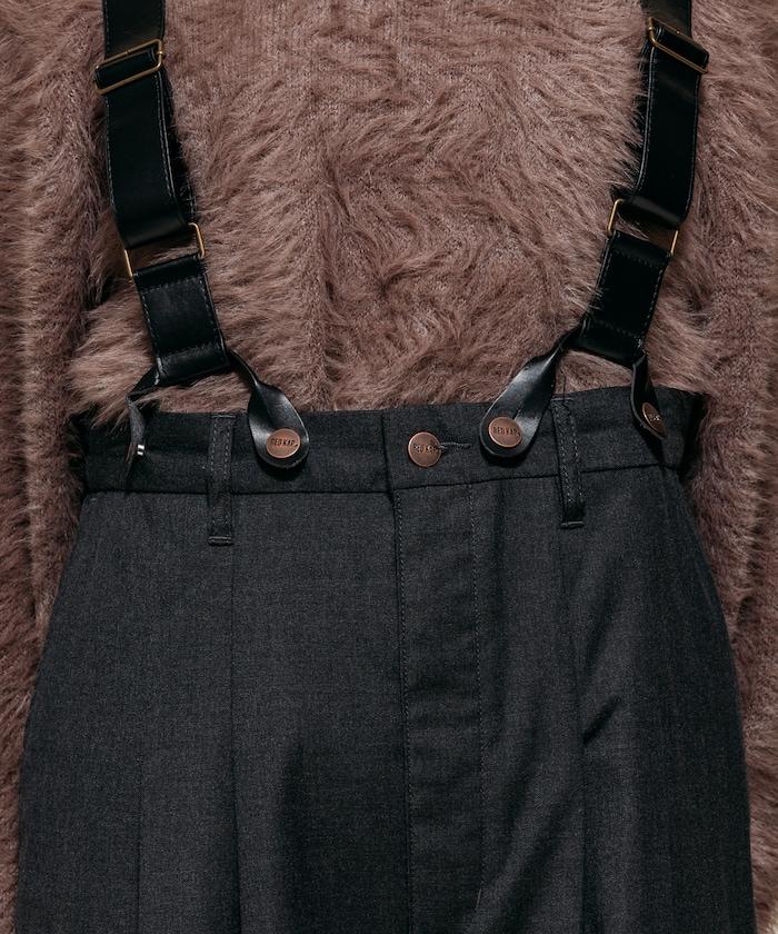 TR可拆卸揹帶寬鬆雙褶西裝長褲