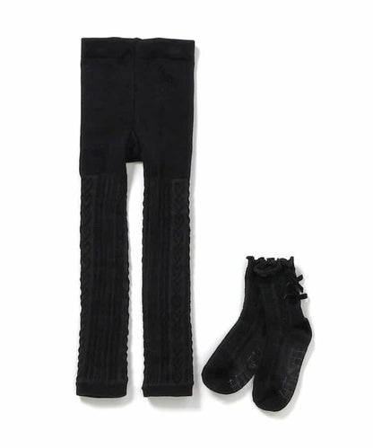 愛心花紋高腰塑形打底褲&襪子