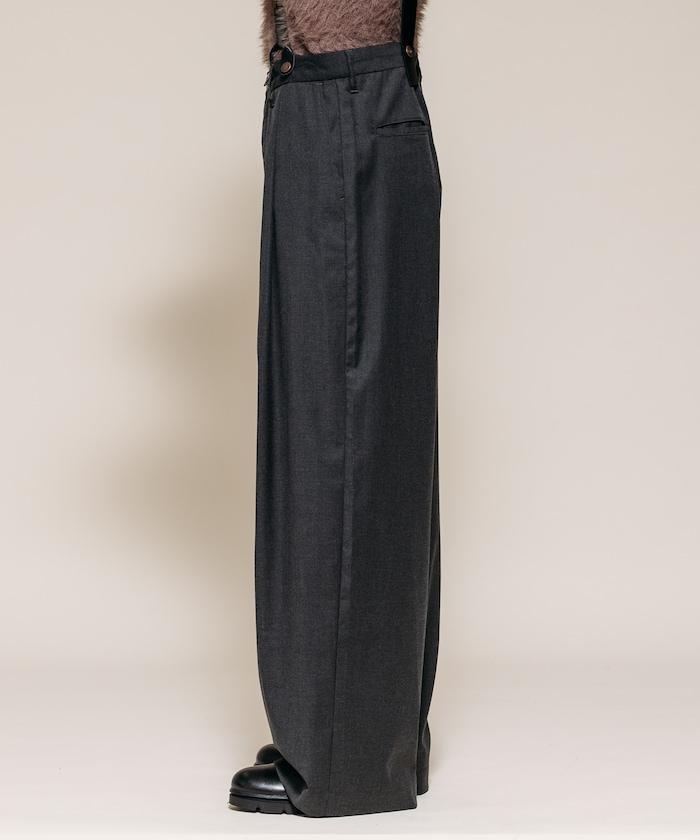 TR可拆卸揹帶寬鬆雙褶西裝長褲