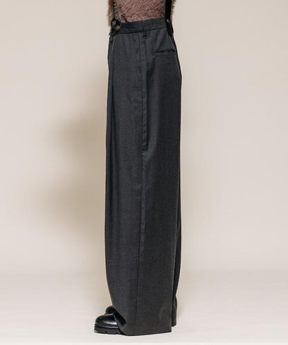 TR可拆卸揹帶寬鬆雙褶西裝長褲