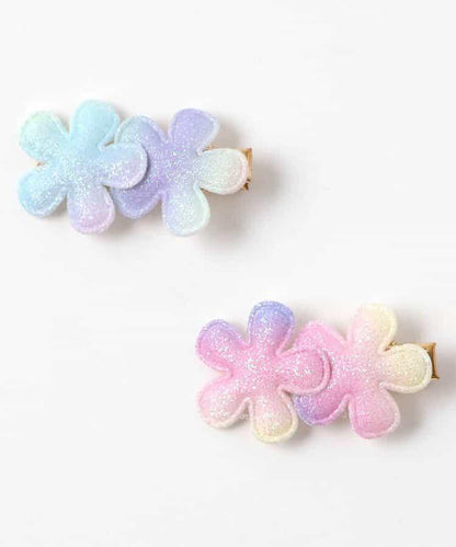花朵星星漸變髮夾2個裝