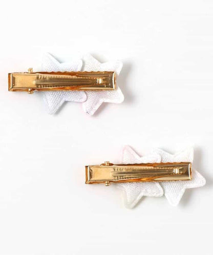 花朵星星漸變髮夾2個裝