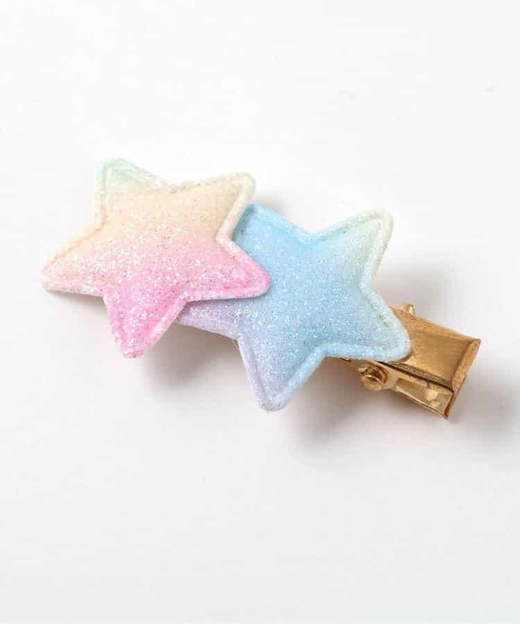 花朵星星漸變髮夾2個裝