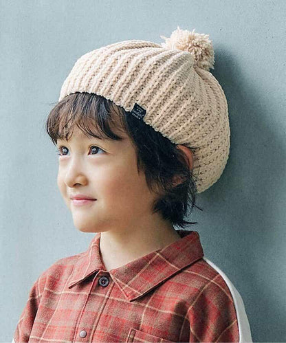 帶梵天裝飾毛線貝雷帽