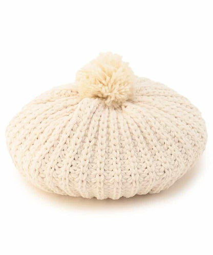 帶梵天裝飾毛線貝雷帽