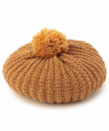 帶梵天裝飾毛線貝雷帽