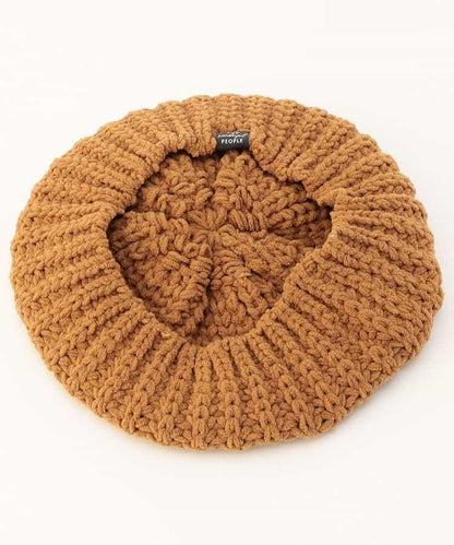 帶梵天裝飾毛線貝雷帽