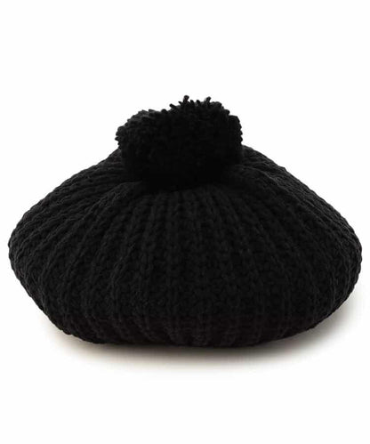 帶梵天裝飾毛線貝雷帽