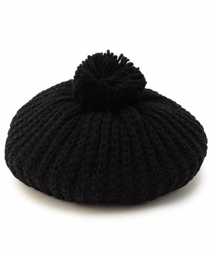 帶梵天裝飾毛線貝雷帽