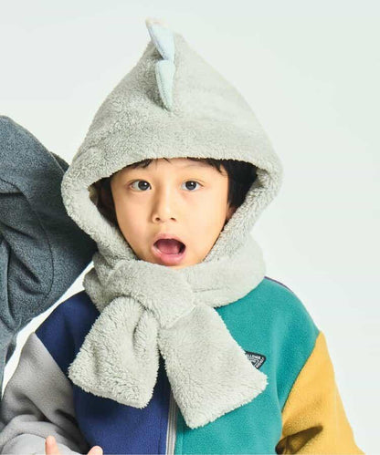 動物絨毛連帽圍巾