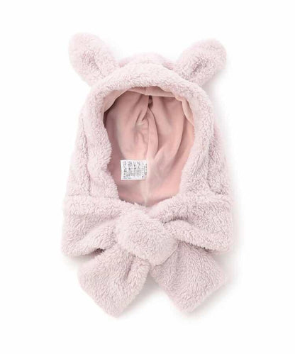 動物絨毛連帽圍巾