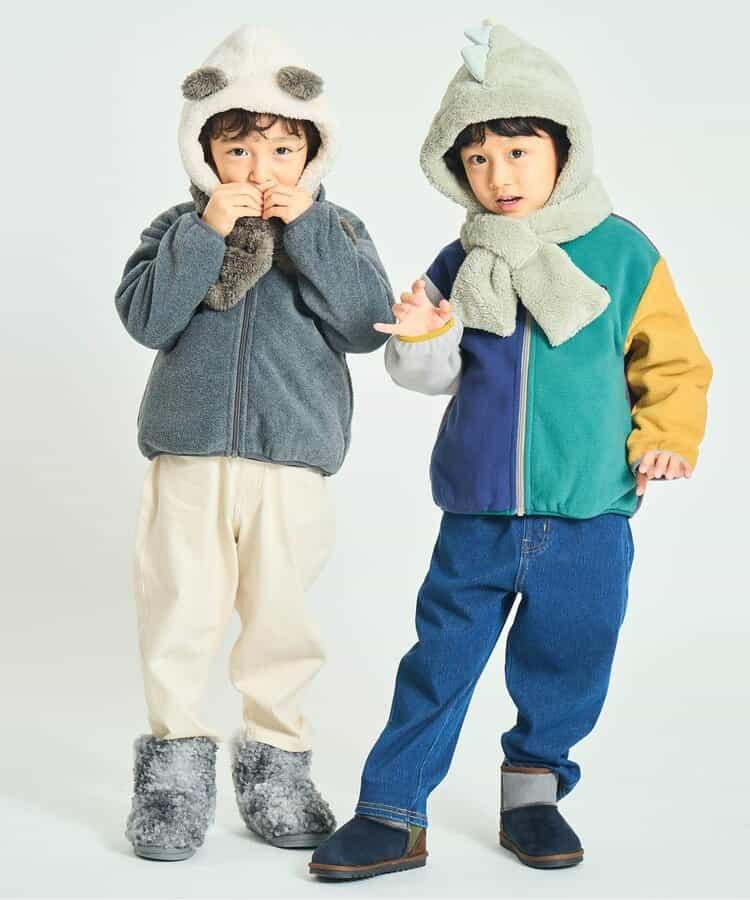 動物絨毛連帽圍巾