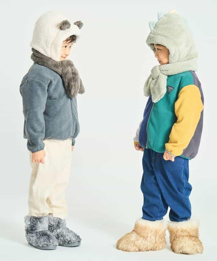 動物絨毛連帽圍巾