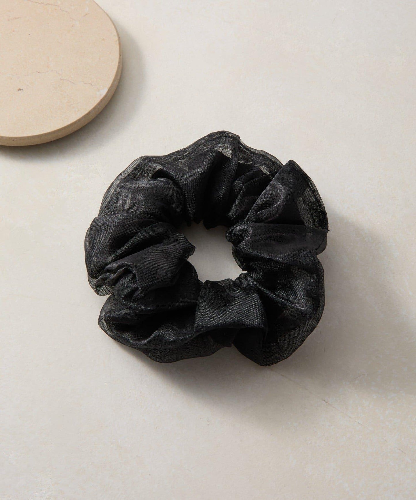 緞面拼接網紗層疊髮圈