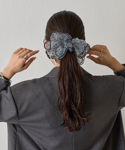 波點荷葉邊大號髮圈