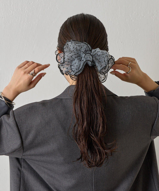 波點荷葉邊大號髮圈