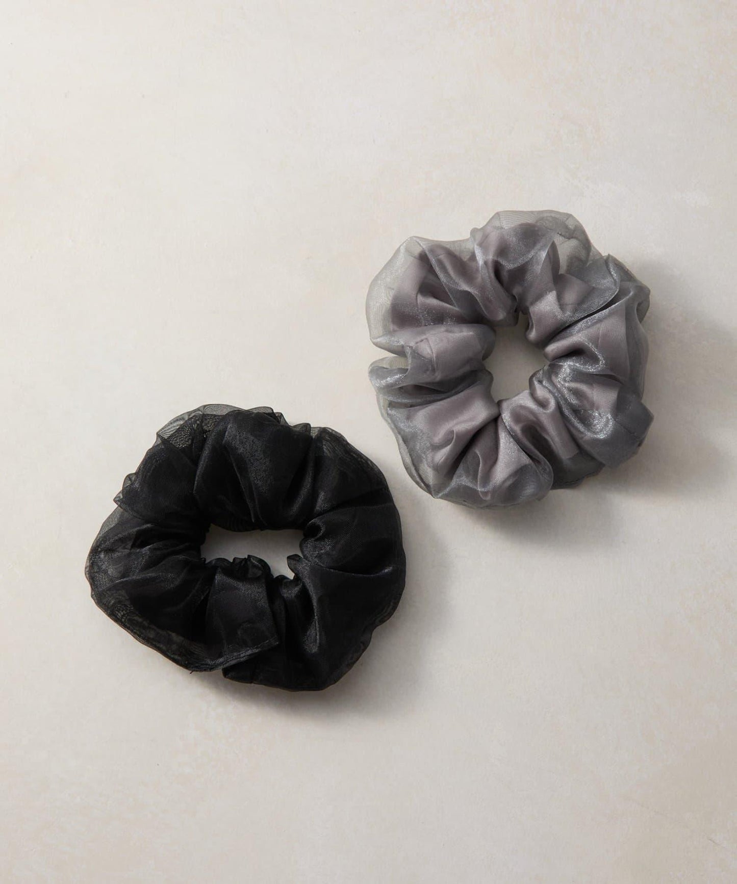 緞面拼接網紗層疊髮圈