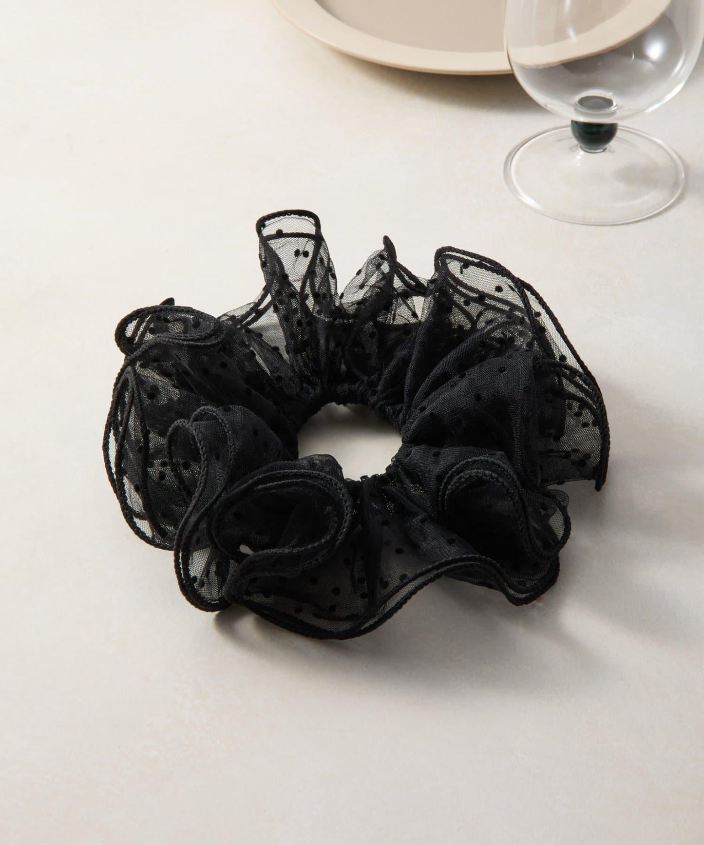 波點荷葉邊大號髮圈