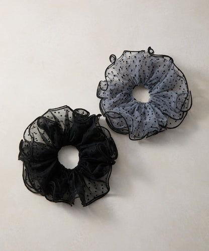 波點荷葉邊大號髮圈