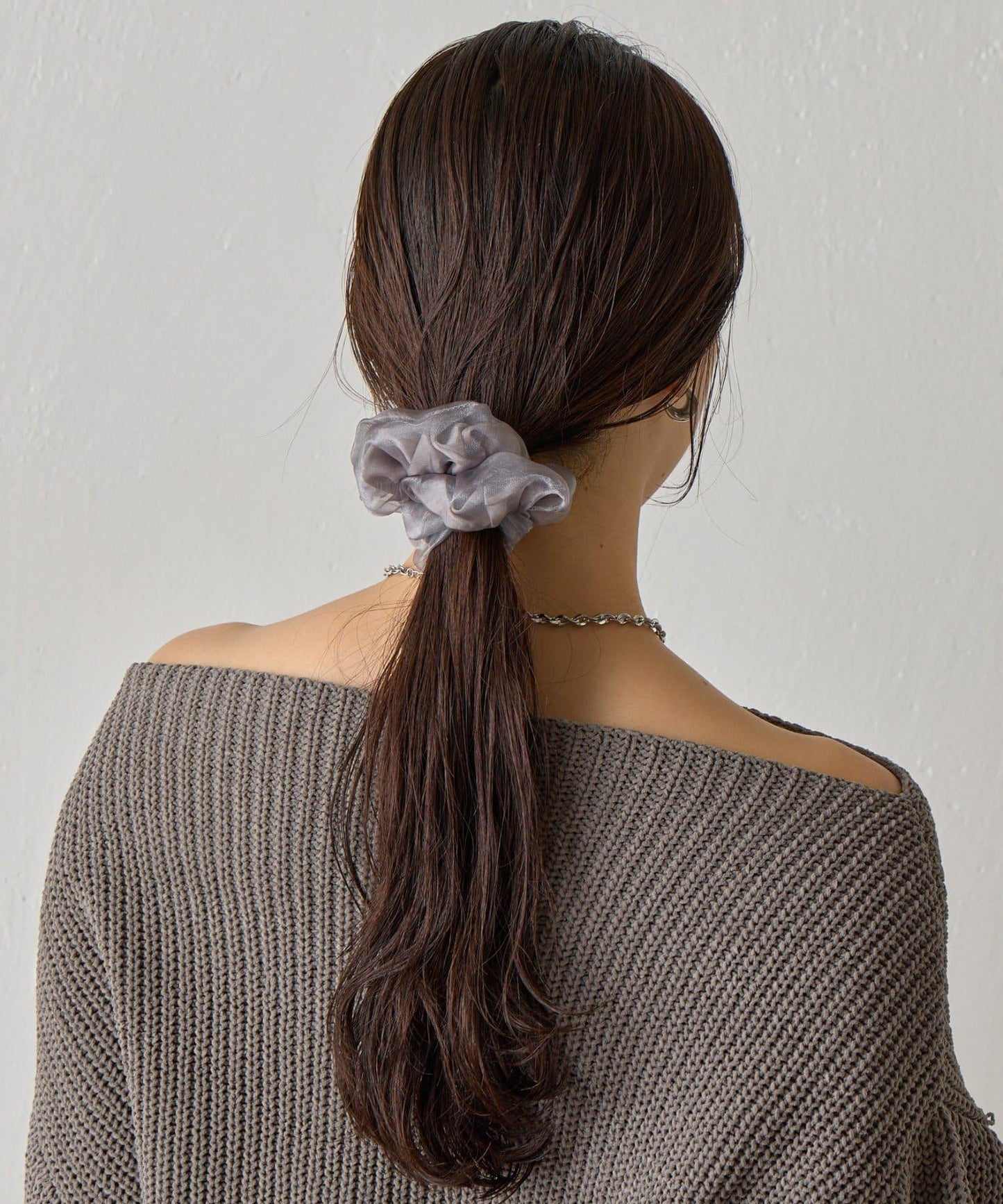 緞面拼接網紗層疊髮圈