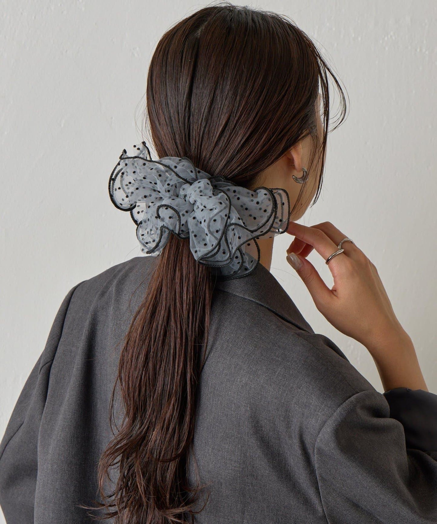 波點荷葉邊大號髮圈