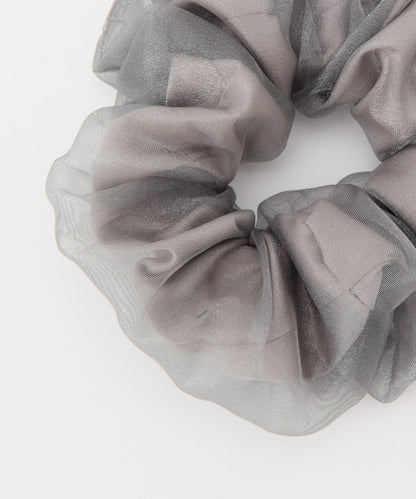 緞面拼接網紗層疊髮圈