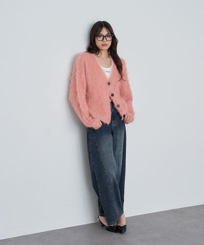 鉚釘裝飾寬鬆牛仔褲