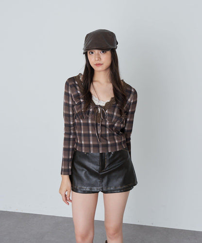 蕾絲拼接長袖T恤