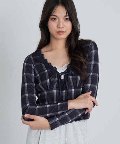 蕾絲拼接長袖T恤