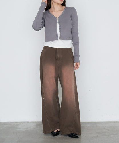 鉚釘裝飾寬鬆牛仔褲